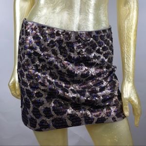 Express Leopard Sequin Mini Skirt